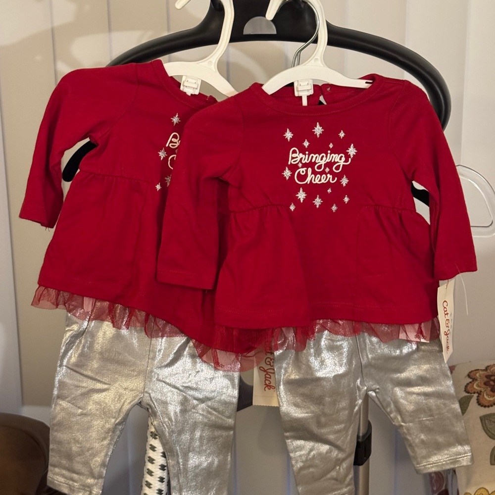 Red and Silver Holiday Outfit Set